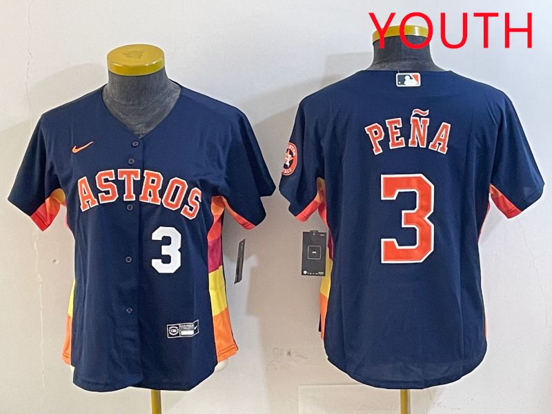 Youth Houston Astros #3 Pena Blue City Edition 2025 Nike MLB Jersey style 3->youth mlb jersey->Youth Jersey